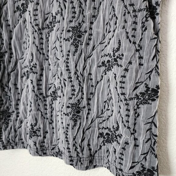 VUE POINT VINTAGE 90s Crinkle Mesh Sheer Tank Top Black Floral Overlay S - Picture 8 of 11